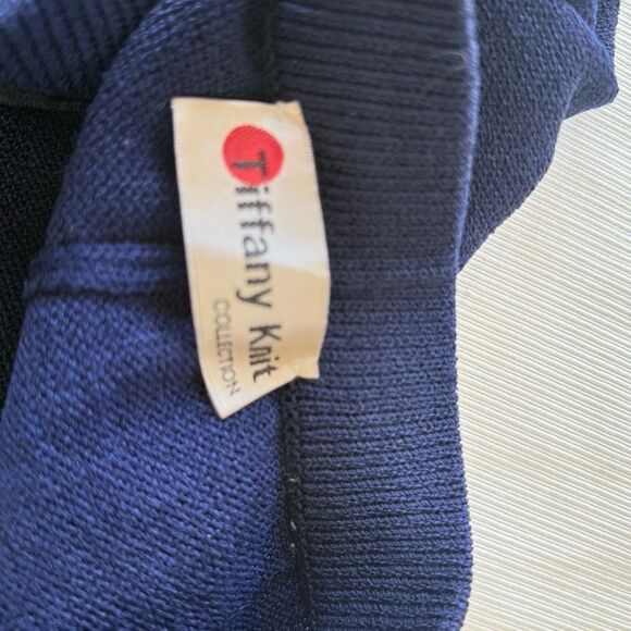 Tiffany Knit Womens Knit Pants Navy Stretchy Wool Blend Straight Leg Size 8 - Picture 2 of 3